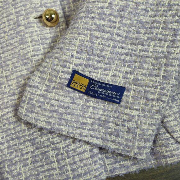 pushBUTTON Clothing Tweed Blazer Jacket Lavender Size Small Gold Accents KPop - Picture 9 of 9